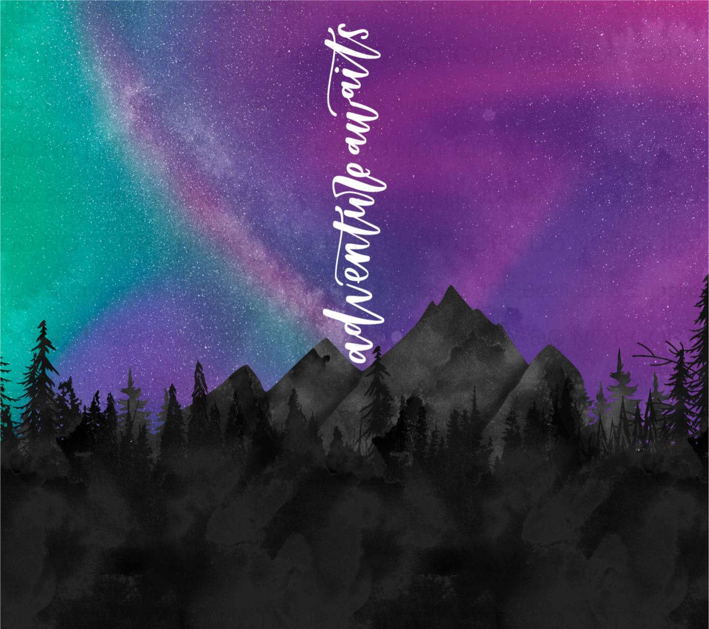 Adventure Awaits Northern Lights Sublimation Tumbler Transfer