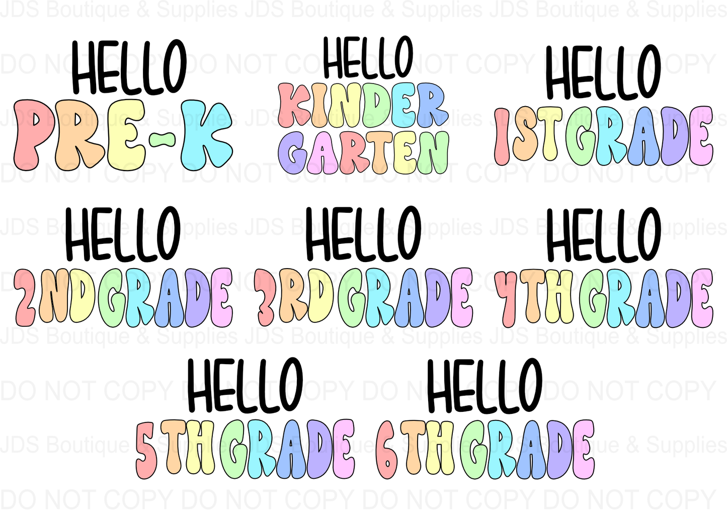 Pastel Rainbow Back to School Digital Design