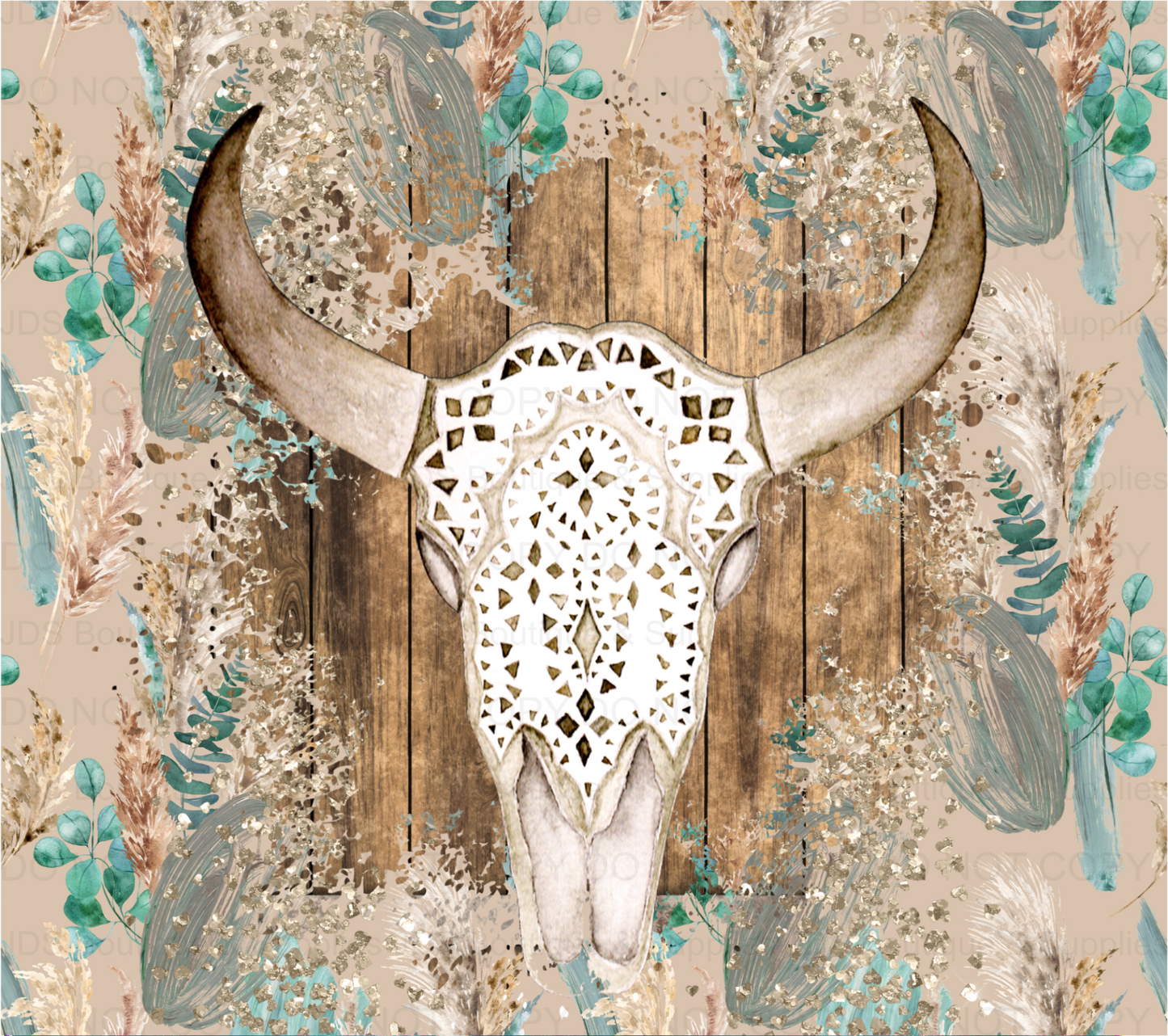 Boho Skull Sublimation Tumbler Transfer