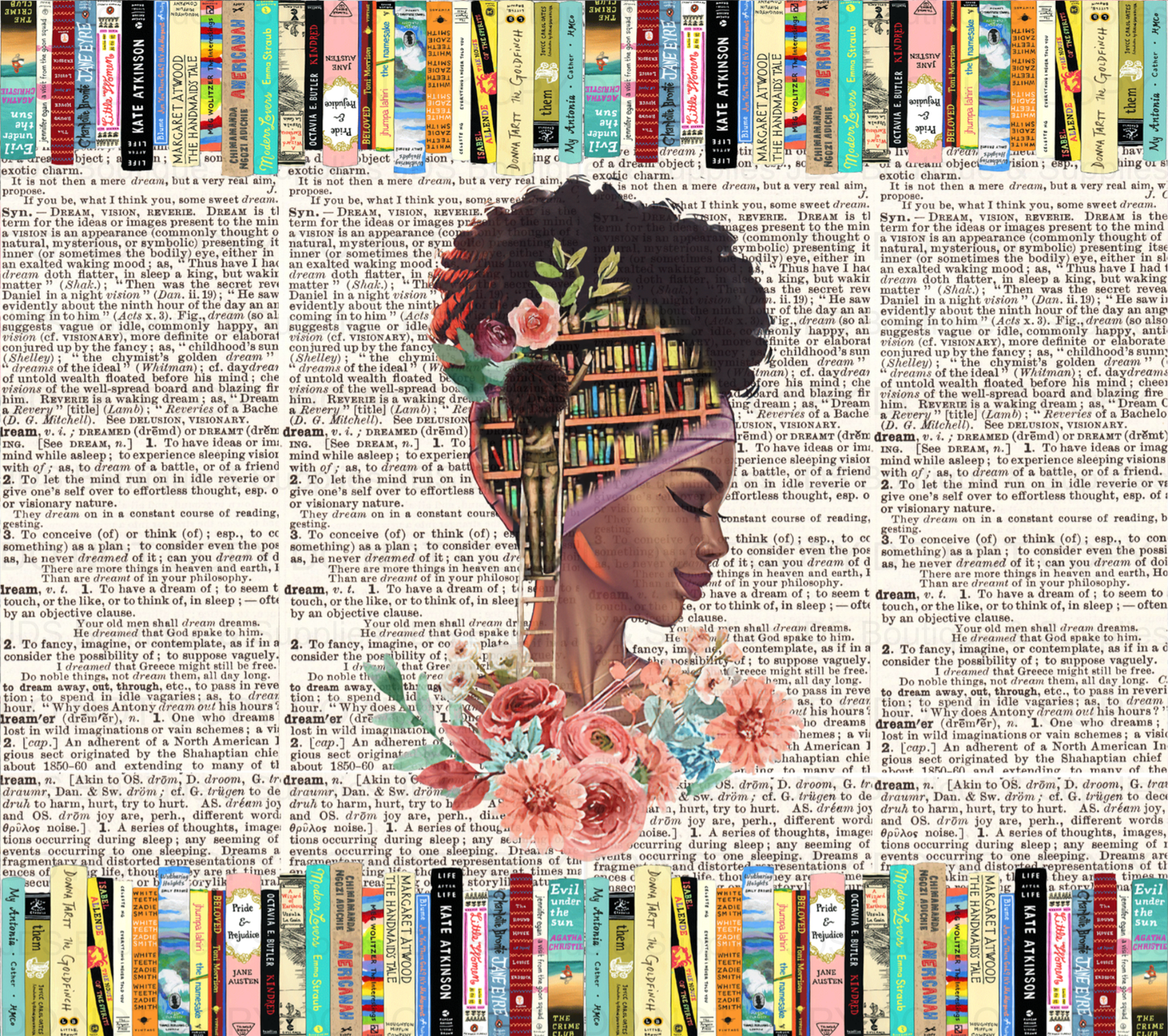 African American Library Girl Sublimation Tumbler Transfer