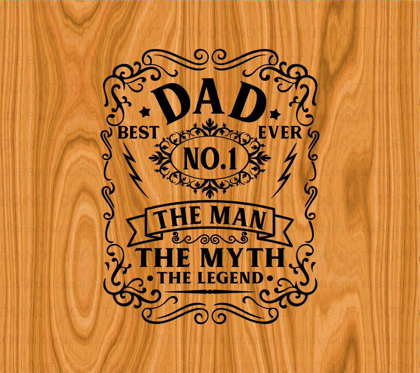 Woodgrain Dad Man Myth Legend Sublimation Tumbler Transfer