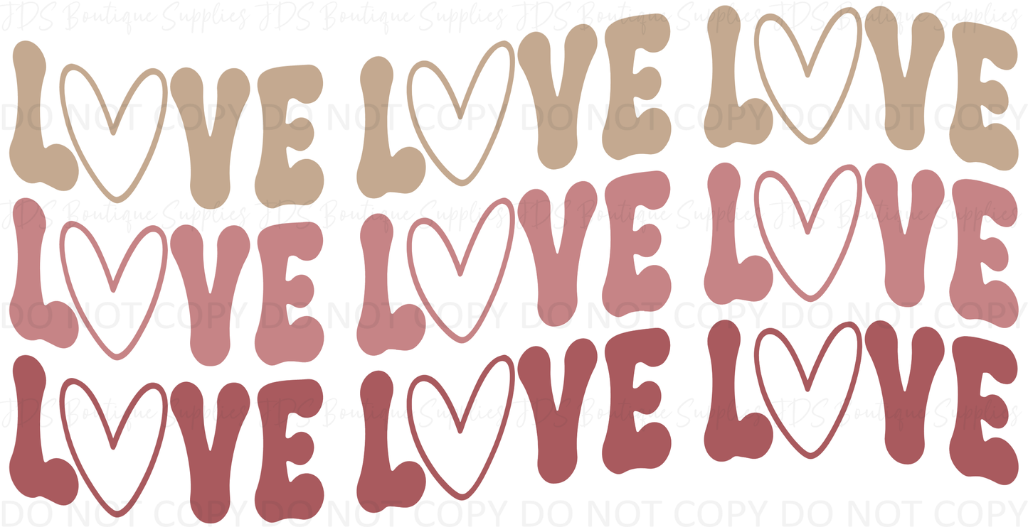 Groovy Retro Love Love Love 16oz Libbey Glass Can Cup Vinyl Wrap - Ready to Apply