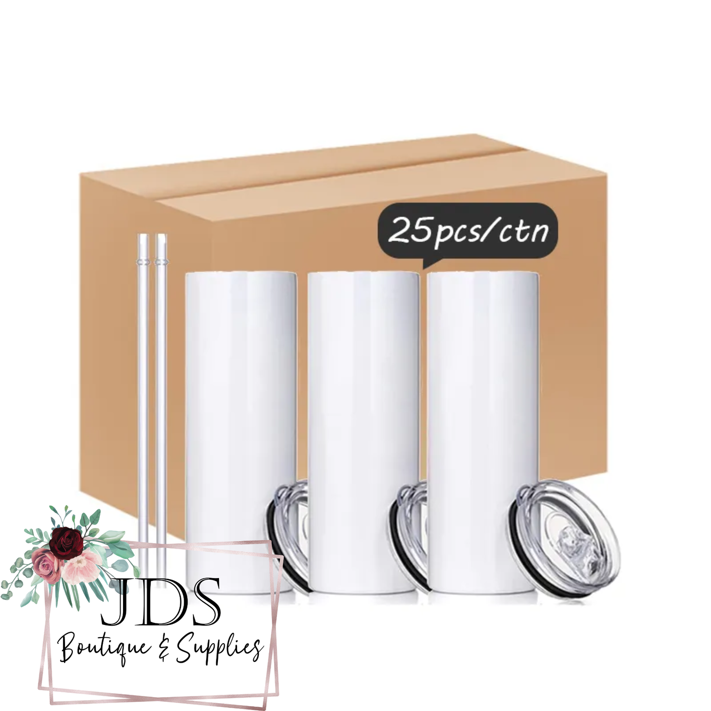 20oz Skinny Straight Tumblers - Case of 25
