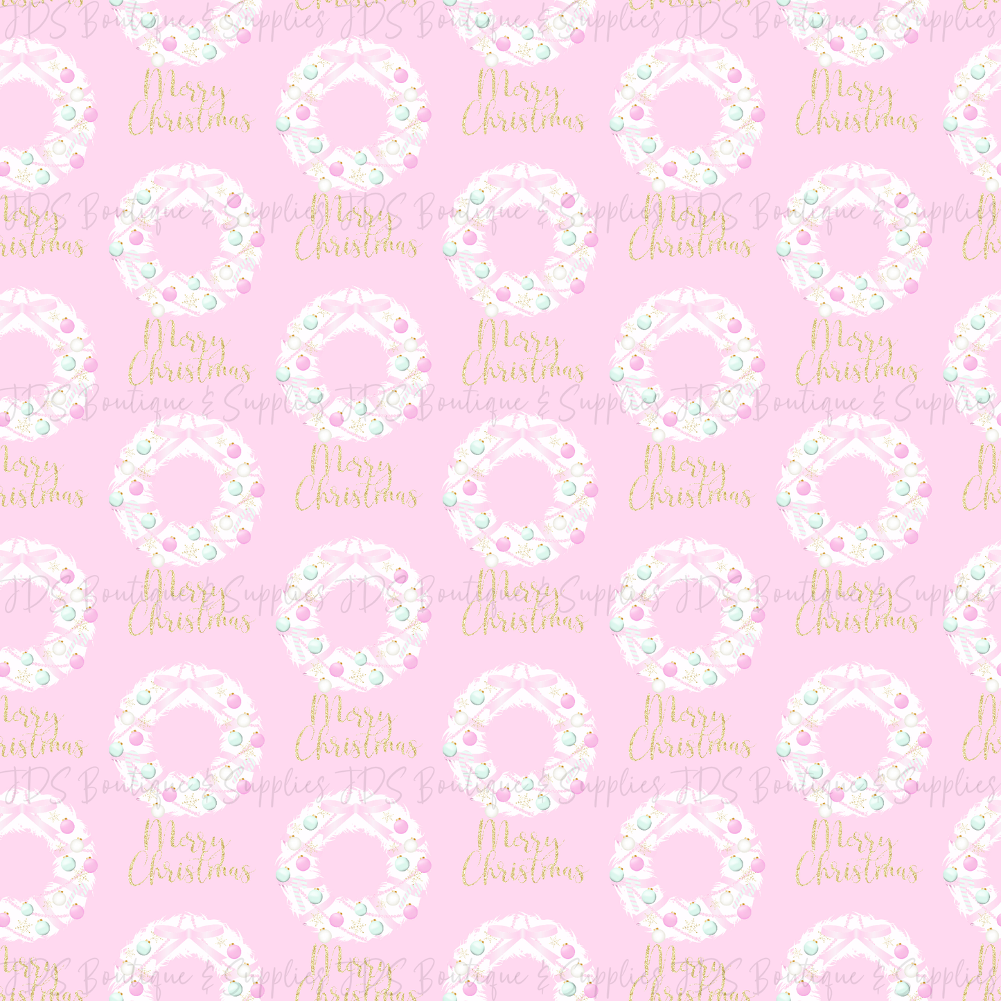 Pastel Pink Wreath Printed Pattern Vinyl