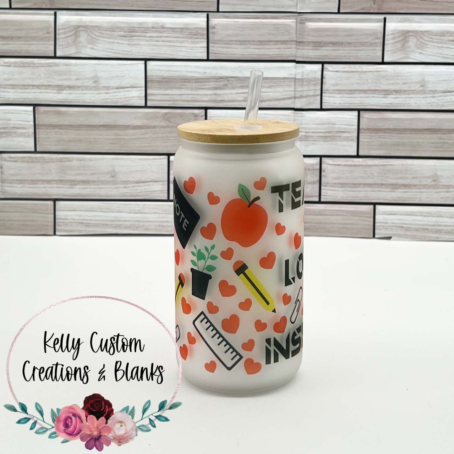 Teacher Libbey Glass Can Cup with Lid