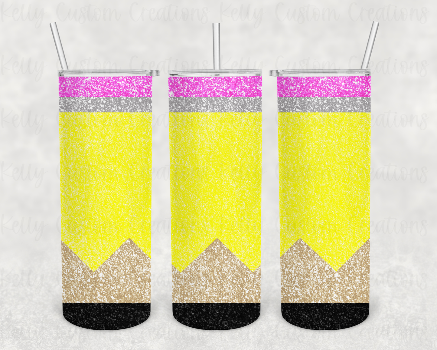 Glitter Pencil Tumbler Digital Design