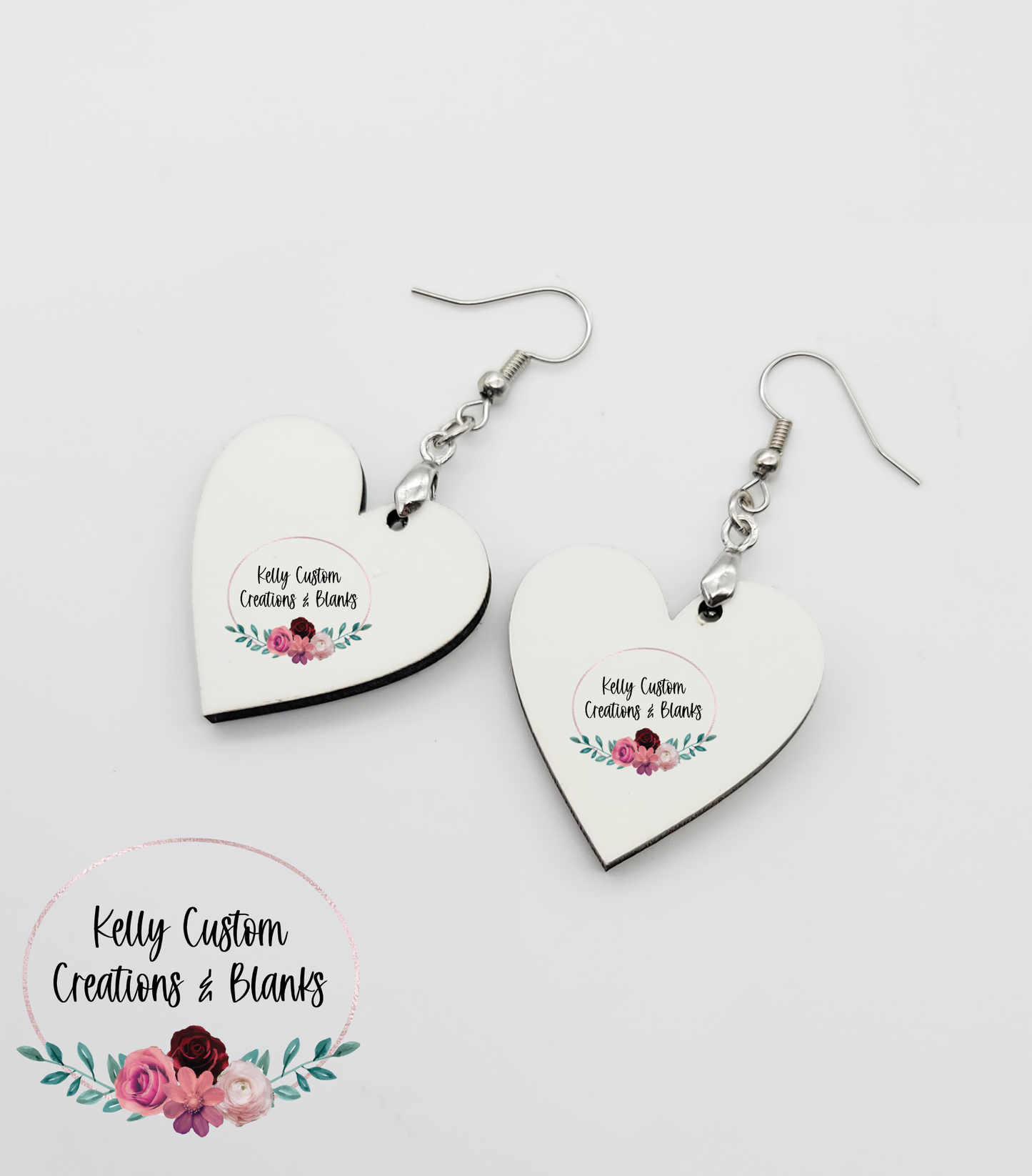 Sublimation Heart Earrings