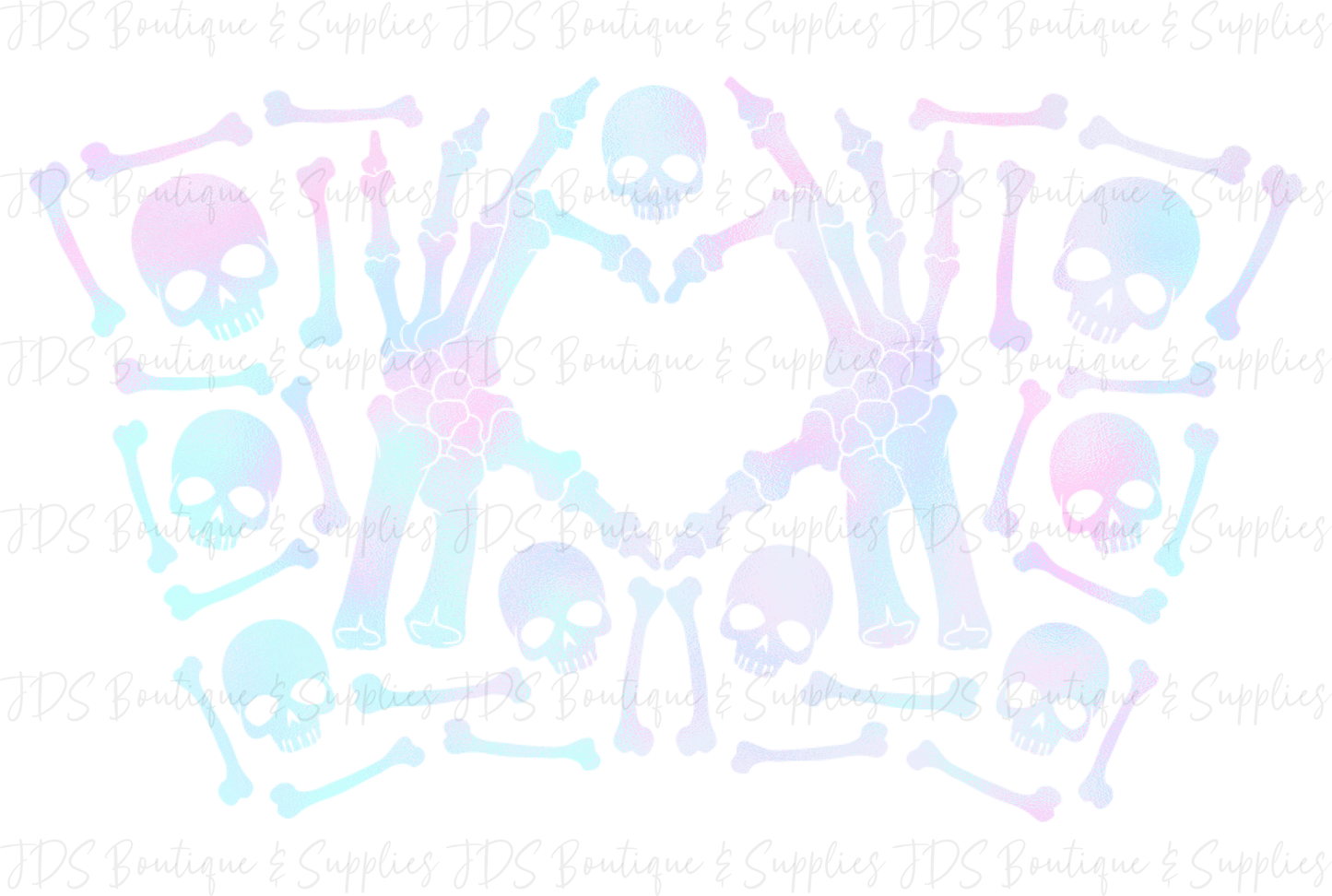 Holographic Skeleton Cold Cup Vinyl Wrap - Ready to Apply