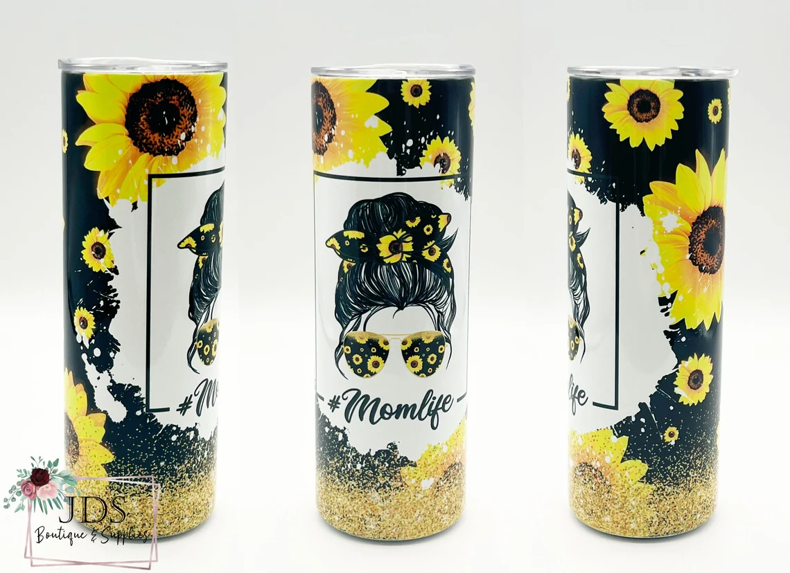 Sunflower Mom Life Stainless Steel Tumbler
