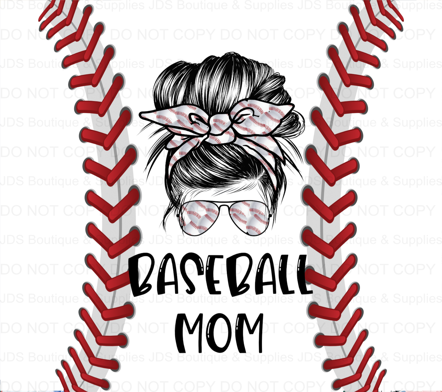 Baseball Mom Messy Bun Sublimation Tumbler Transfer