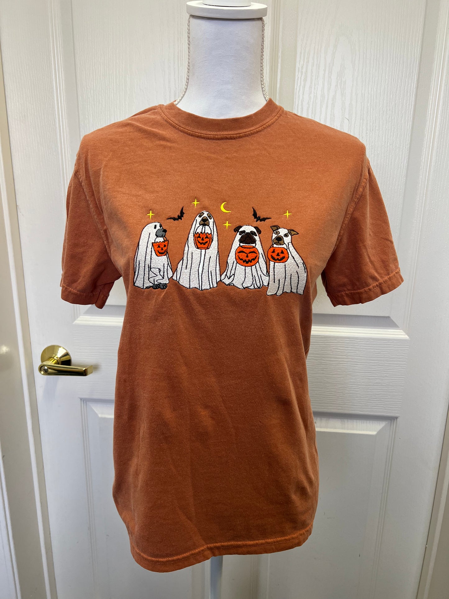 Halloween Ghost Dogs Embroidered Tee