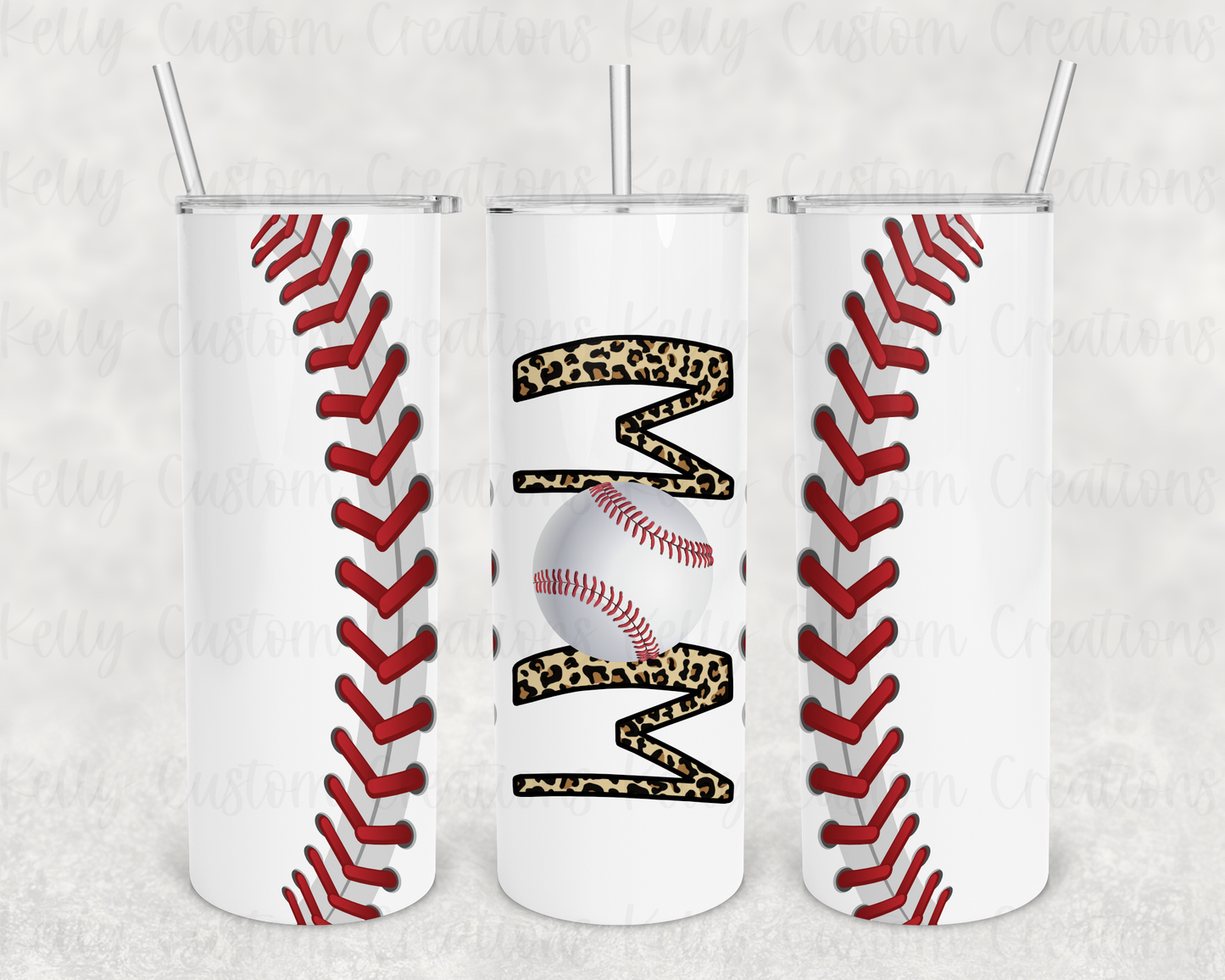 Baseball Mom Leopard Tumbler Digital Design
