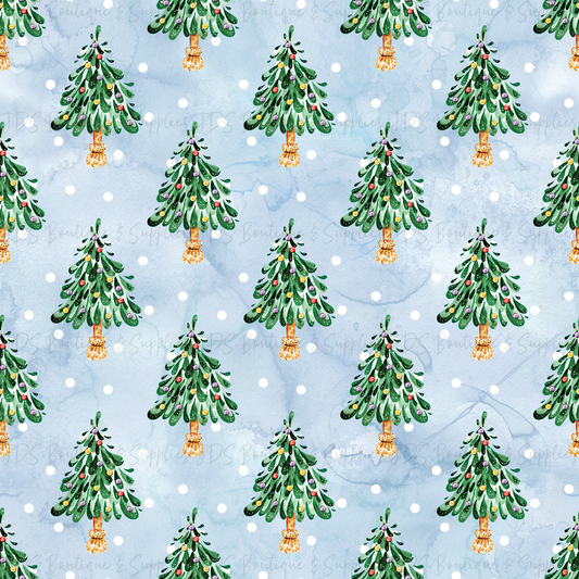 Watercolor Christmas Tree Printed Pattern Vinyl