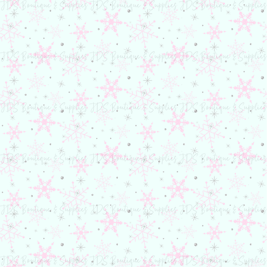 Pastel Pink Snowflake Ornament Printed Pattern Vinyl