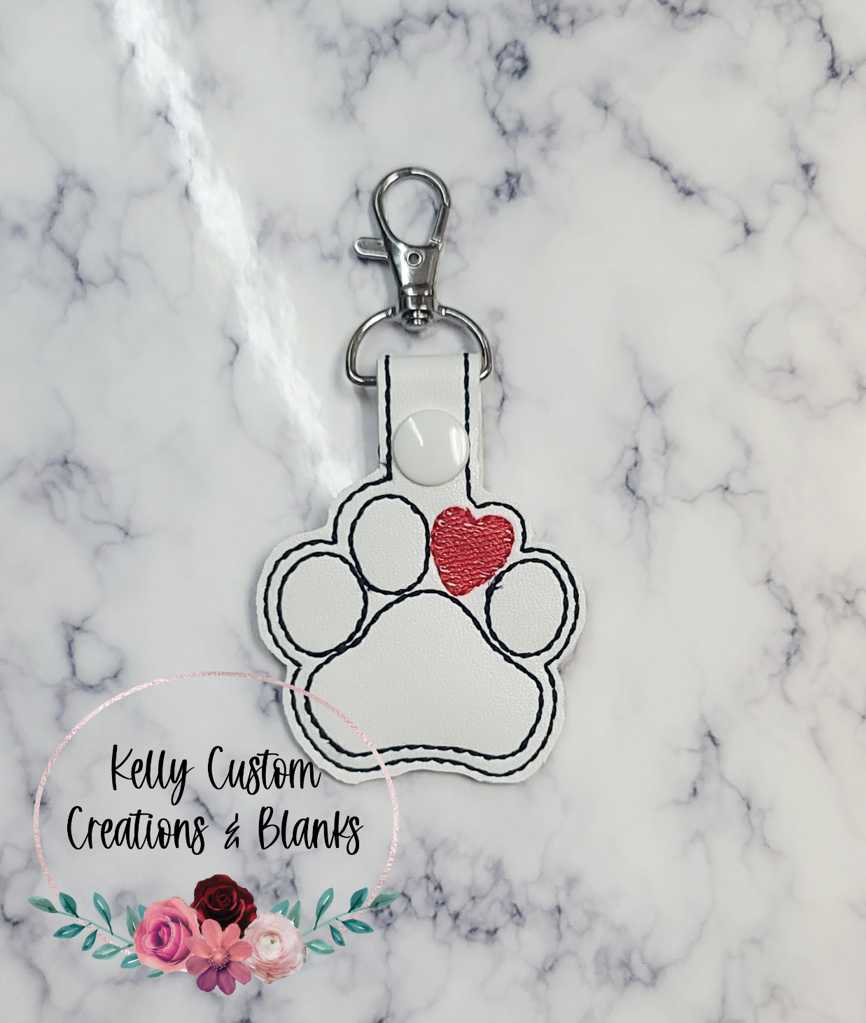 Dog Paw Heart Keychain | Custom Keychain | Gift For Him | Gift For Her | Embroidered Keychain | Dogs | Dog Paw