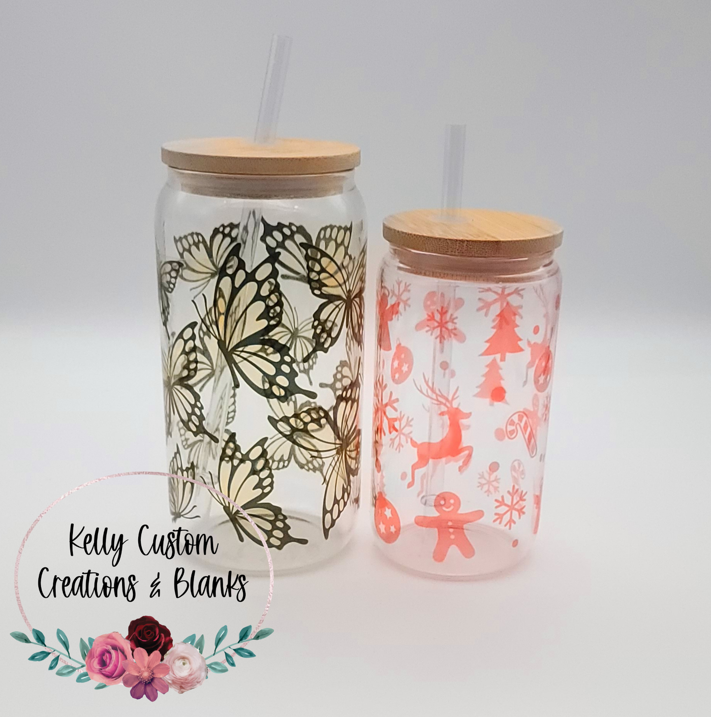 Sublimation Glass Can Cups with Lid